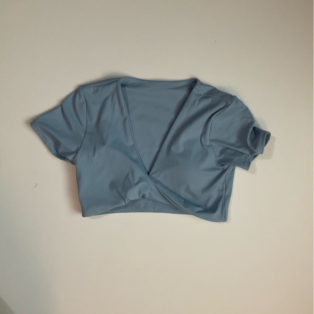 Light Blue One-Shoulder Top